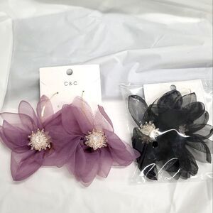 Korean Style Fabric Pendant Earrings  2 pair
